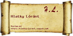 Hlatky Lóránt névjegykártya